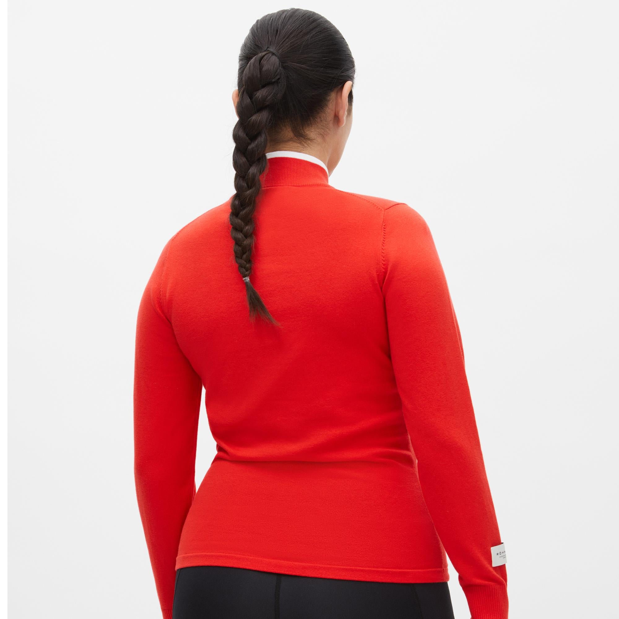Rohnisch Knitted Half Zip Ladies Golf Sweater Flame Scarlet